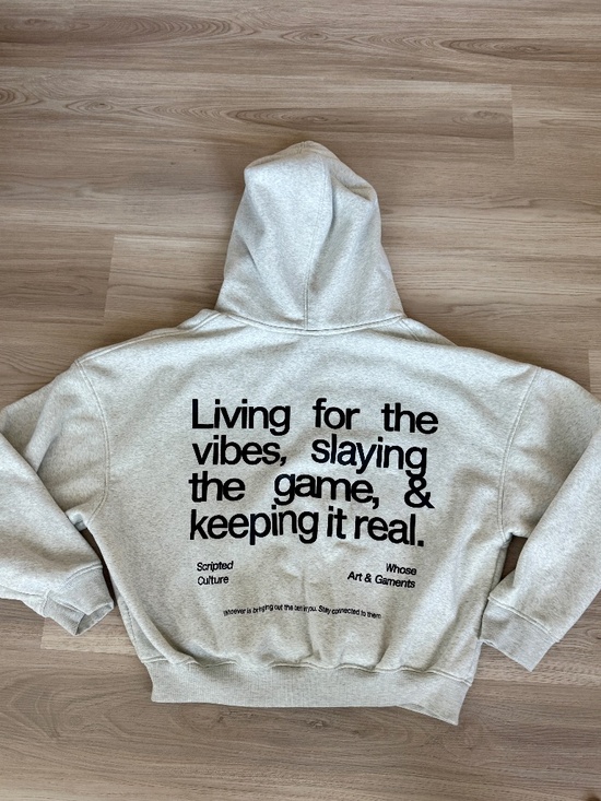 Whose Studio Tops - Whose Studio Y2K Graphic Zip Up Hoodie Heather Gray Cropped Boxy Sherpa Lined L